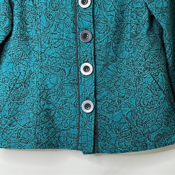 Vintage Artsy Abstract Stitched Button Front Quilted Blazer Jacket Women Size S - Picture 5 of 13